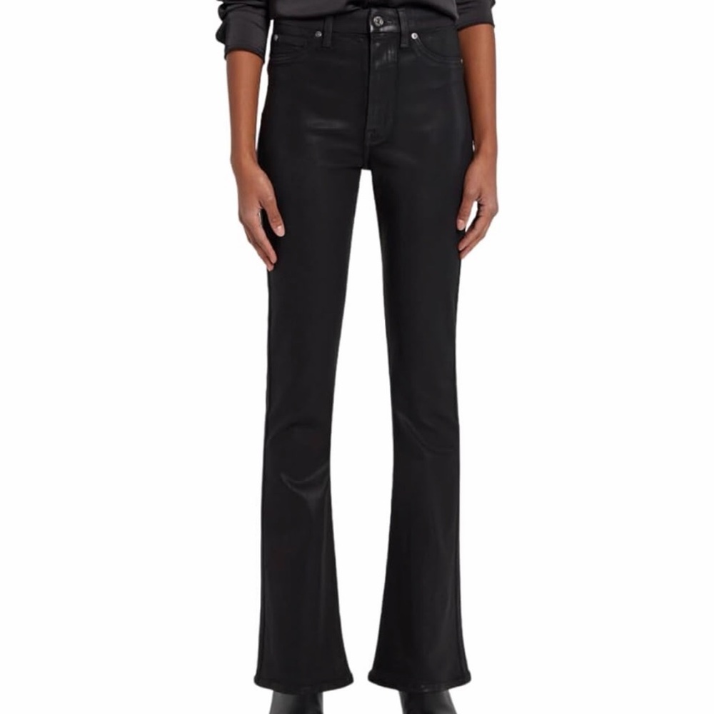 7 For All Mankind Women's Ultra High-Rise Flare Pants coated black